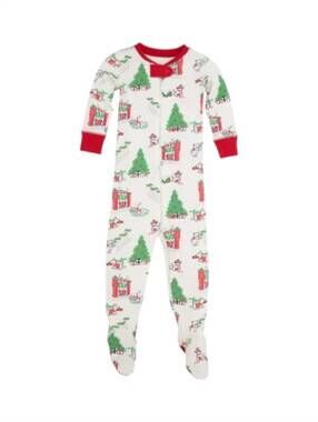 NEW BEAUFORT BONNET kid's knox's night footed onesie in classic christmas with r